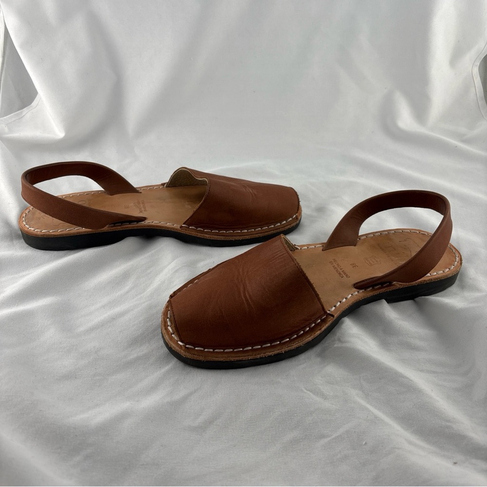 Mibo Avarcas Brown Leather Slingback Sandals Spain Size 38